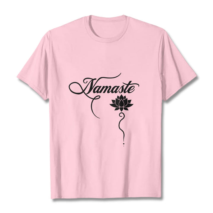 Buddha Stones HELLO Hindi Lotus Tee T-shirt - LightPink - 2XL - image 13