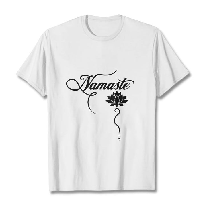 Buddha Stones HELLO Hindi Lotus Tee T-shirt - White - 2XL - image 8