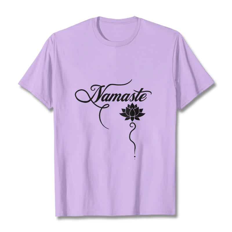 Buddha Stones HELLO Hindi Lotus Tee T-shirt - Plum - 2XL - image 17