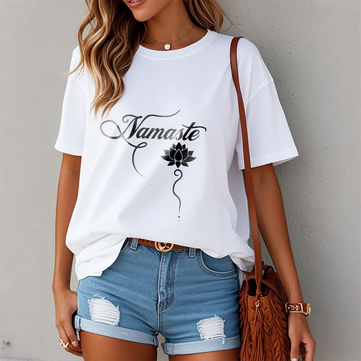 Buddha Stones HELLO Hindi Lotus Tee T-shirt - image 10