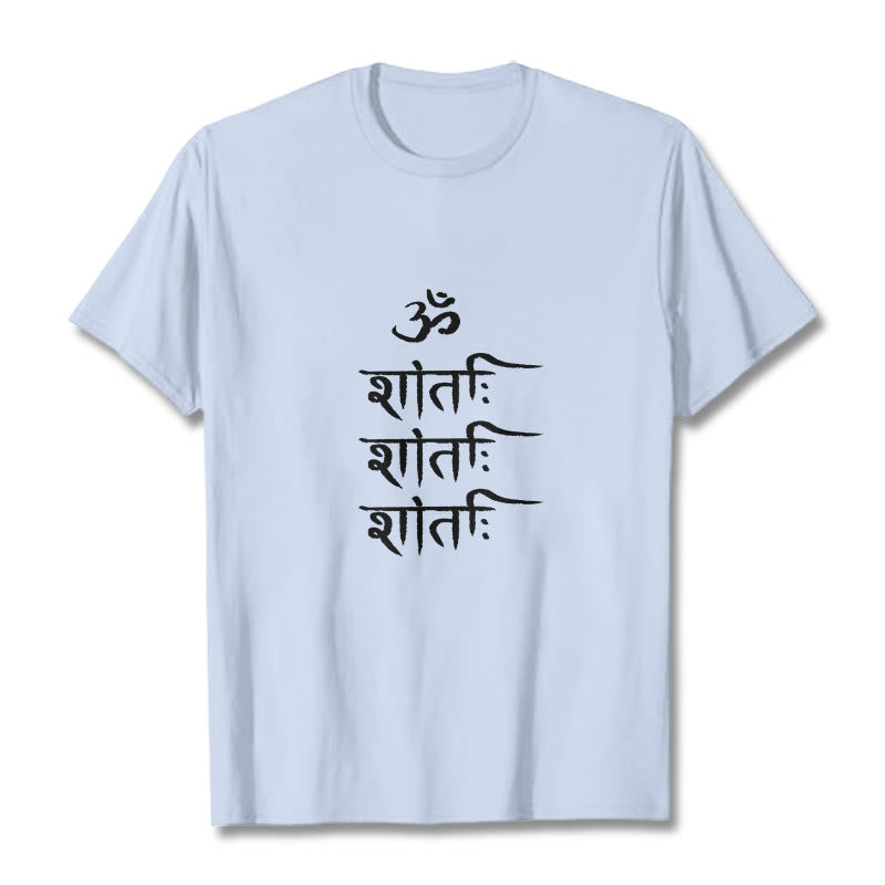 Buddha Stones OM MANTRA Sanskrit Pattern Tee T-shirt - LightCyan - 2XL - image 19
