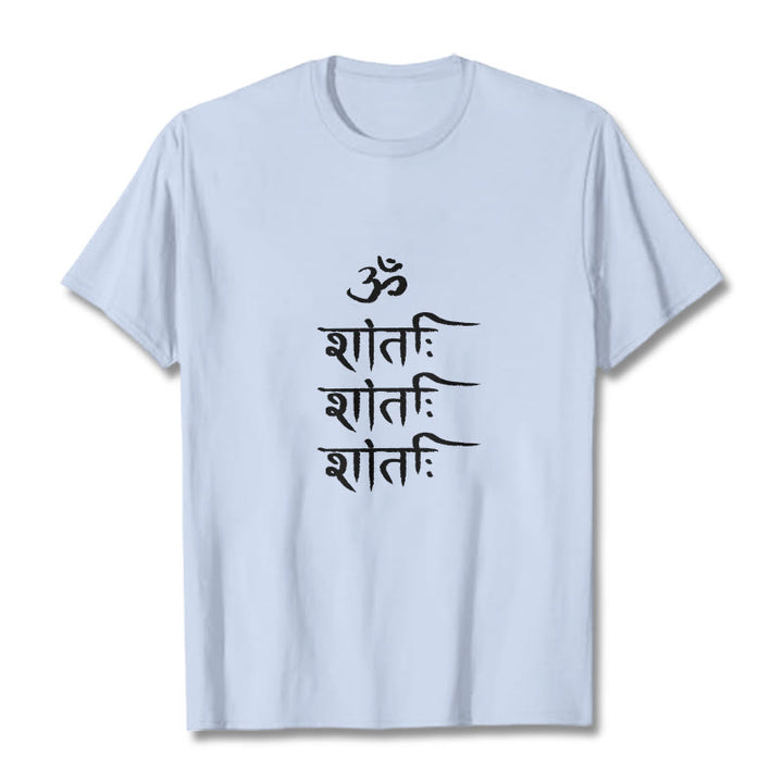 Buddha Stones OM MANTRA Sanskrit Pattern Tee T-shirt - LightCyan - 2XL - image 19