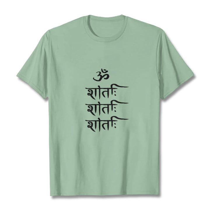 Buddha Stones OM MANTRA Sanskrit Pattern Tee T-shirt - PaleGreen - 2XL - image 15