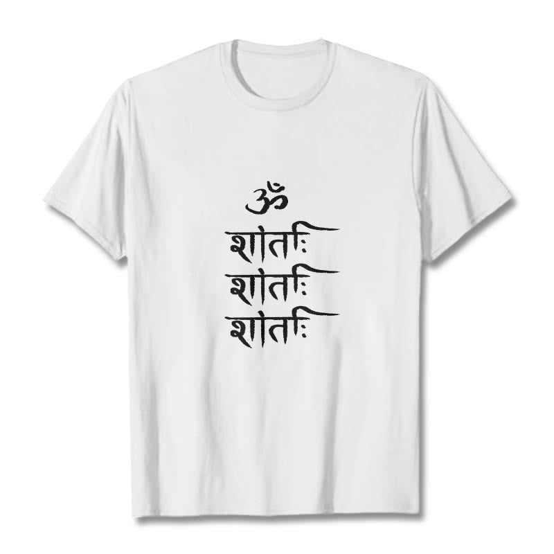 Buddha Stones OM MANTRA Sanskrit Pattern Tee T-shirt - White - 2XL - image 8