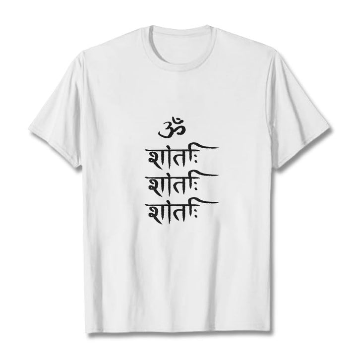 Buddha Stones OM MANTRA Sanskrit Pattern Tee T-shirt - White - 2XL - image 8
