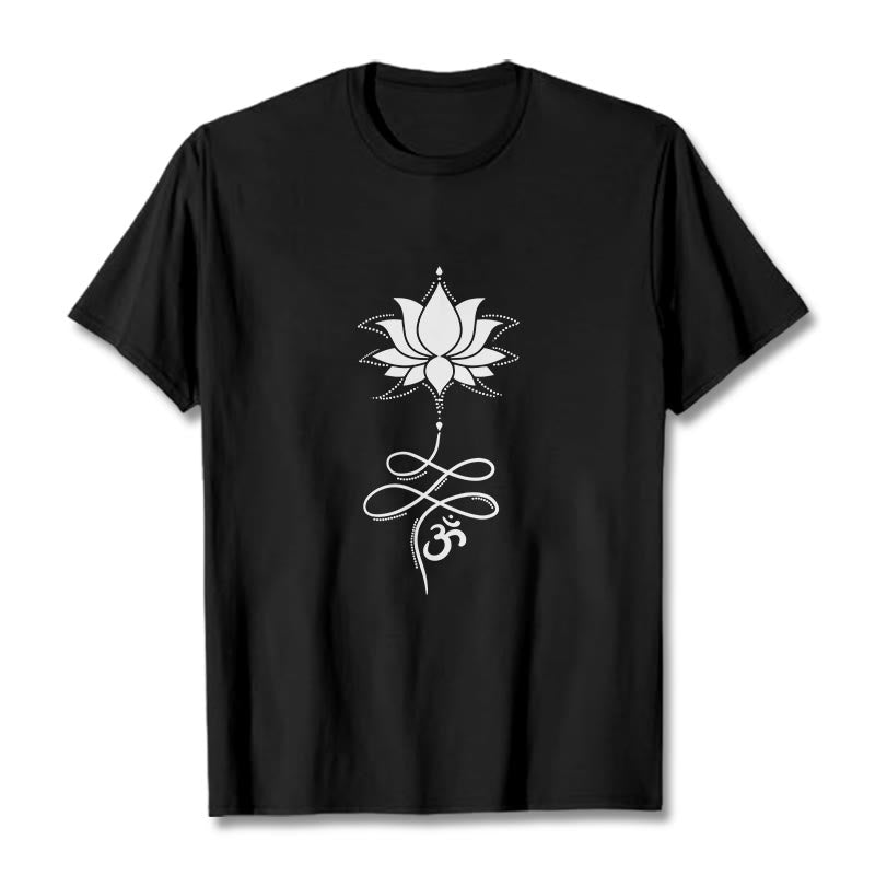 Buddha Stones Lotus OM Sanskrit Tee T-shirt - Black - 2XL - image 1