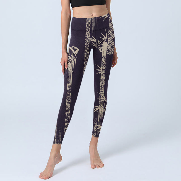 Buddha Stones Bamboo Water Wave Pattern Print Gym Leggings Women's Yoga Pants - image 6
