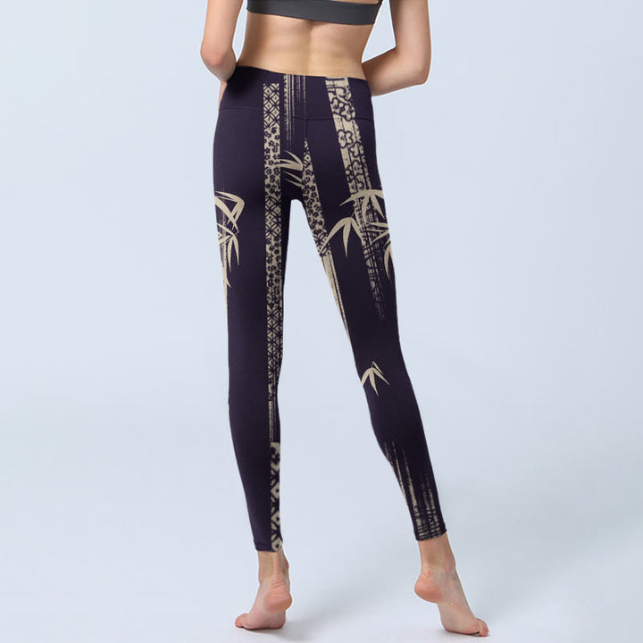 Buddha Stones Bamboo Water Wave Pattern Print Gym Leggings Women's Yoga Pants - image 7