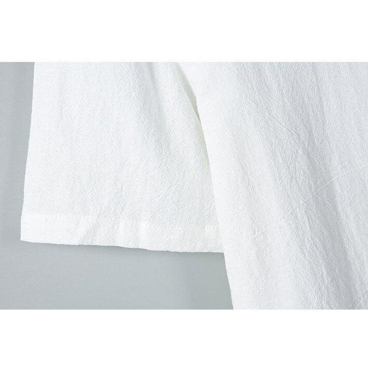 Buddha Stones Daily Printing Solid Color Single Breasted Men's Short Sleeve Cotton Linen Shirt WIth Pockets - image 7