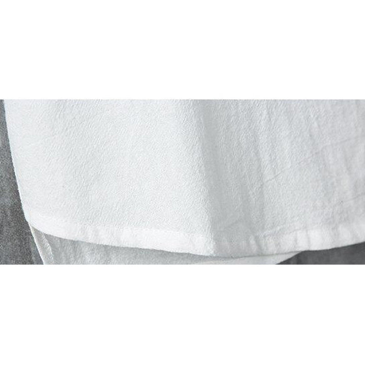 Buddha Stones Daily Casual Plain Chinese Frog-Button Men's Short Sleeve Cotton Linen Shirt - image 9