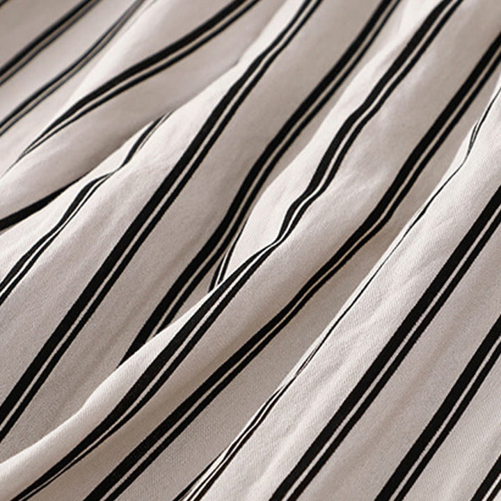 Buddha Stones Casual Acrylic Stripe Lace-up Women's Wide Leg Pants With Pockets