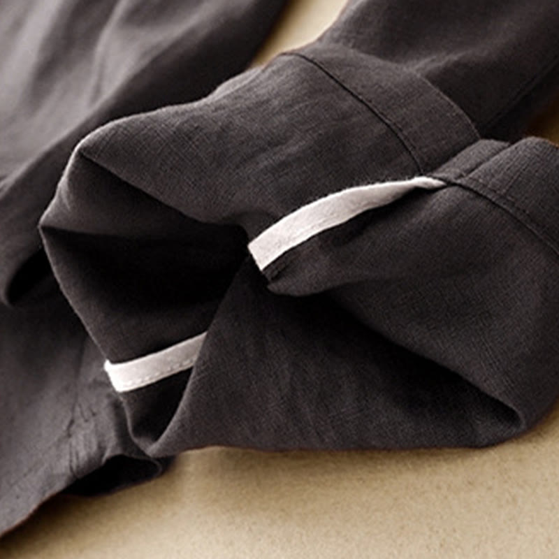 Buddha Stones Summer Plain Casual 7-8 Length Buttons Women's Cotton Linen Harem Pants With Pockets - image 7