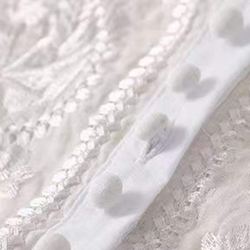 Buddha Stones Casual Women's Embroidered Flower Pattern Crew Neck Design Half Sleeve Cotton Linen Shirt - image 14