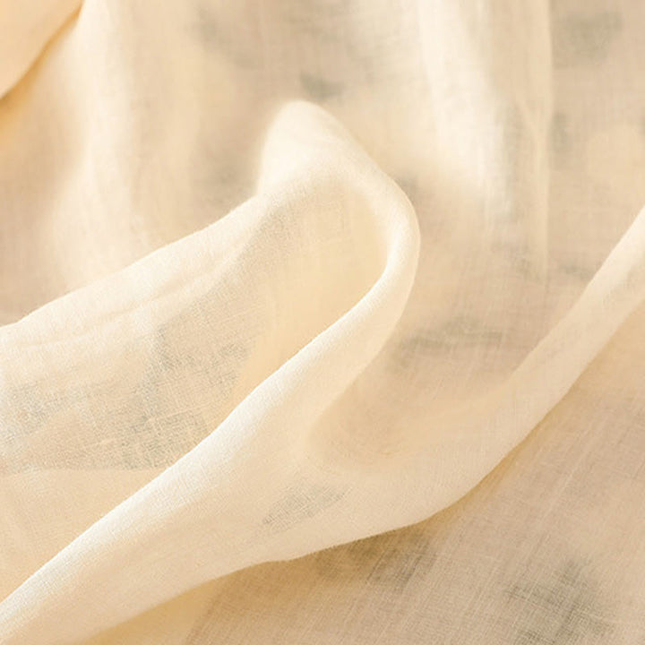 Buddha Stones Casual Women's Flowers Green Leaves Embroidery Pattern V-Neck Design Half Sleeve Cotton Linen Shirt - image 11