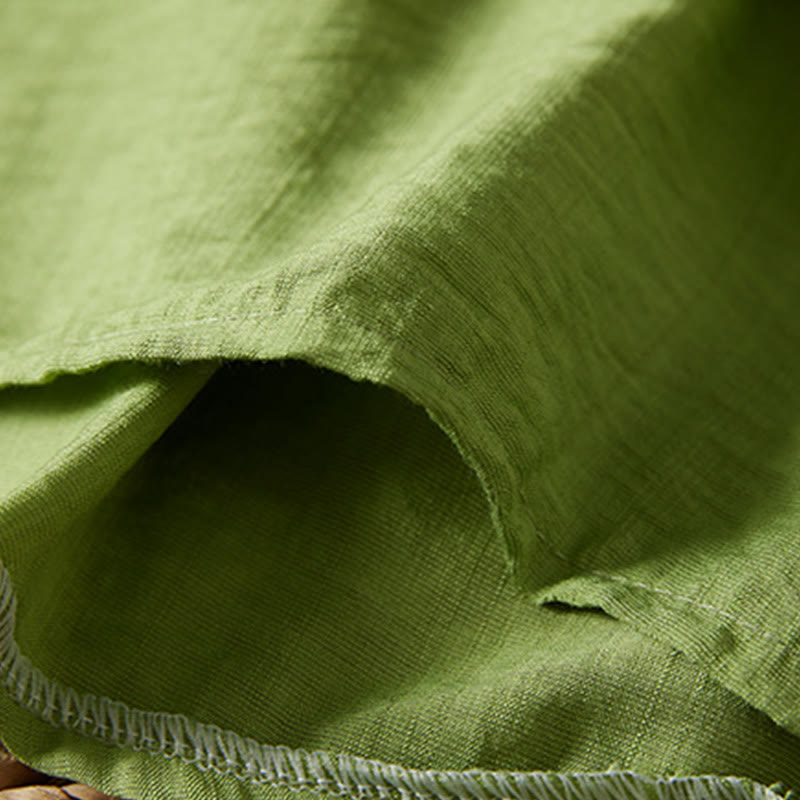 Buddha Stones Casual Women's Flowers Embroidery Pattern Frog-button Slanted Collar Design Three Quarter Sleeve Cotton Linen Shirt - image 30