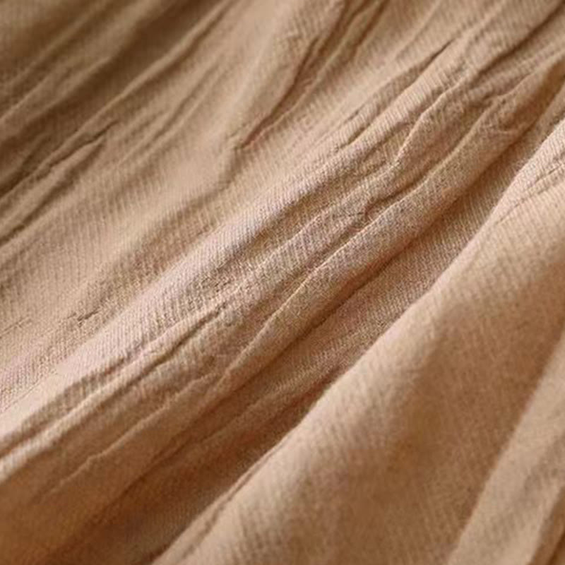 Buddha Stones Casual Plain Handmade Drawstring Waist Midi Dress Acrylic Sleeveless Dress With Pockets