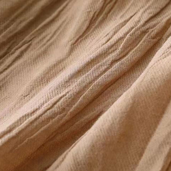 Buddha Stones Casual Plain Handmade Drawstring Waist Midi Dress Acrylic Sleeveless Dress With Pockets