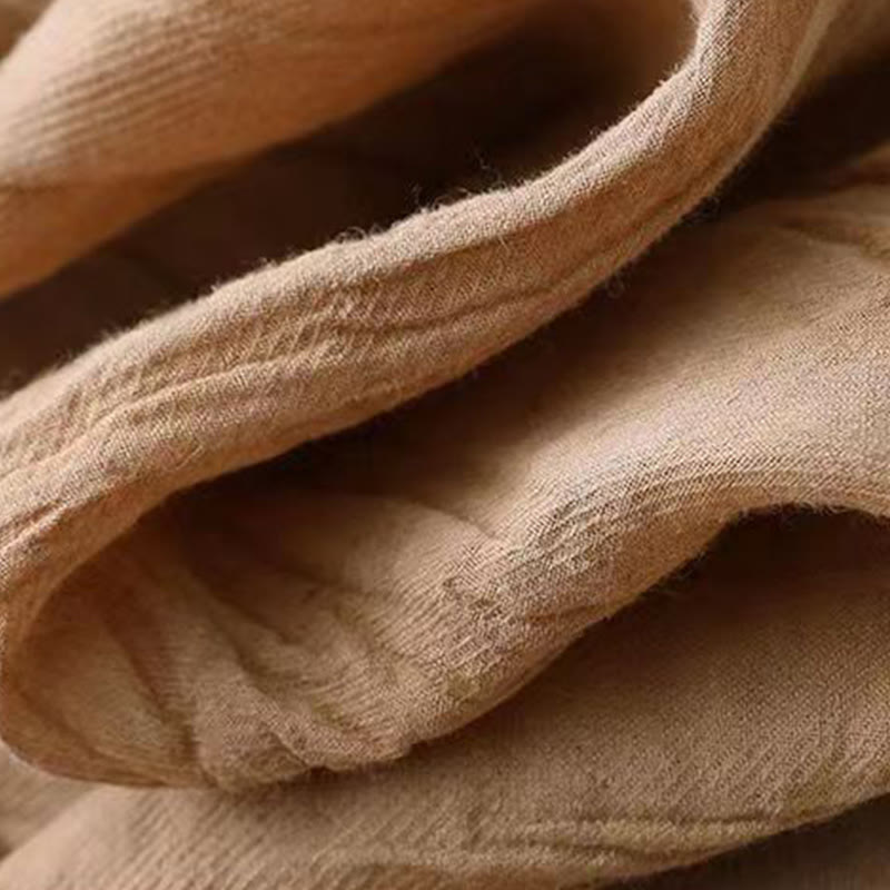 Buddha Stones Casual Plain Handmade Drawstring Waist Midi Dress Acrylic Sleeveless Dress With Pockets