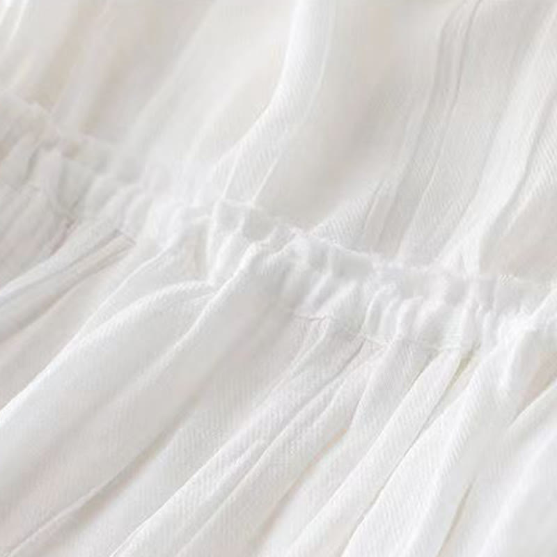 Buddha Stones Casual Plain Handmade Drawstring Waist Midi Dress Acrylic Sleeveless Dress With Pockets