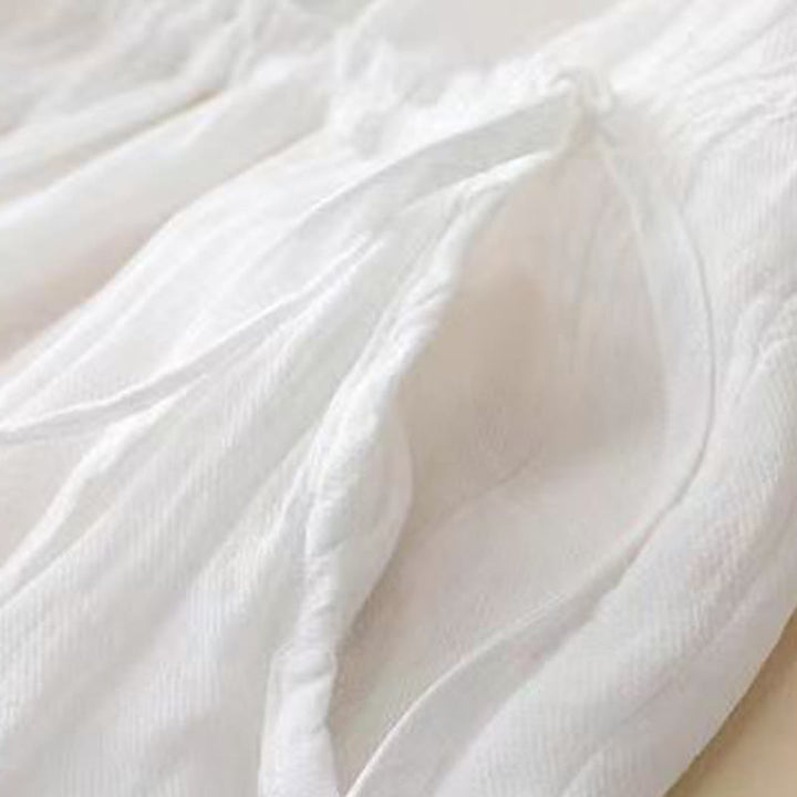 Buddha Stones Casual Plain Handmade Drawstring Waist Midi Dress Acrylic Sleeveless Dress With Pockets