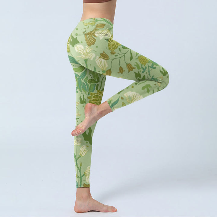Buddha Stones Various Flower Leaves Pattern Print Gym Leggings Women's Yoga Pants - image 5