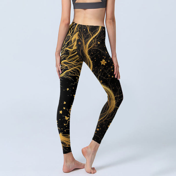 Buddha Stones Golden Dragon Pattern Print Gym Leggings Women's Yoga Pants - image 4