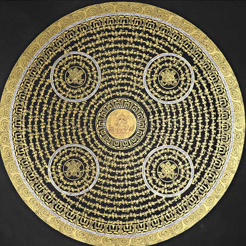 Buddha Stones Tibetan Thangka Painting Om Mani Padme Hum Scripture Handmade Decoration(Random Style)