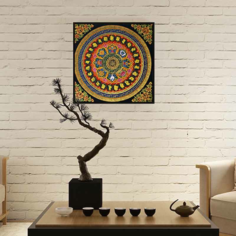 Buddha Stones Tibetan Thangka Painting Om Mani Padme Hum Scripture Handmade Decoration(Random Style)