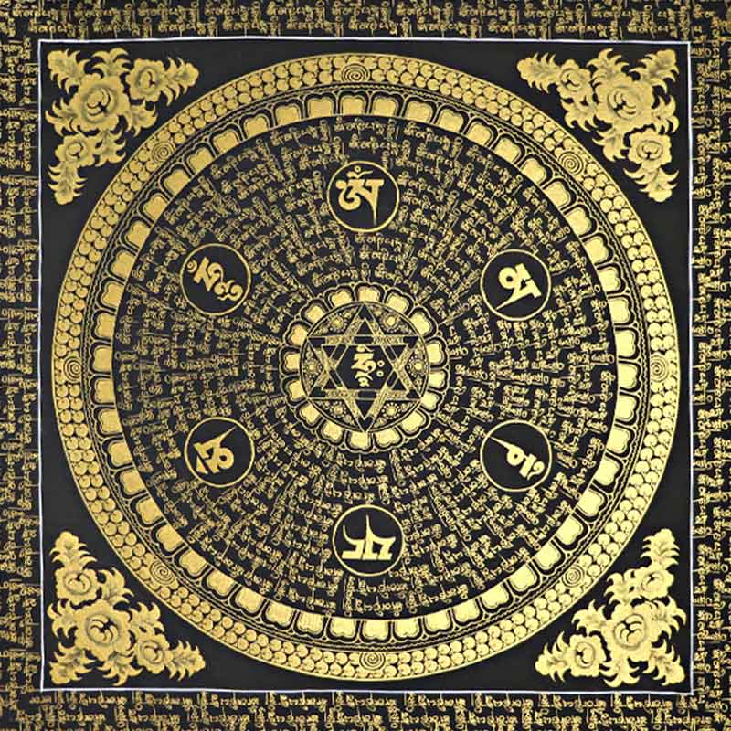 Buddha Stones Tibetan Thangka Painting Om Mani Padme Hum Scripture Handmade Decoration(Random Style)