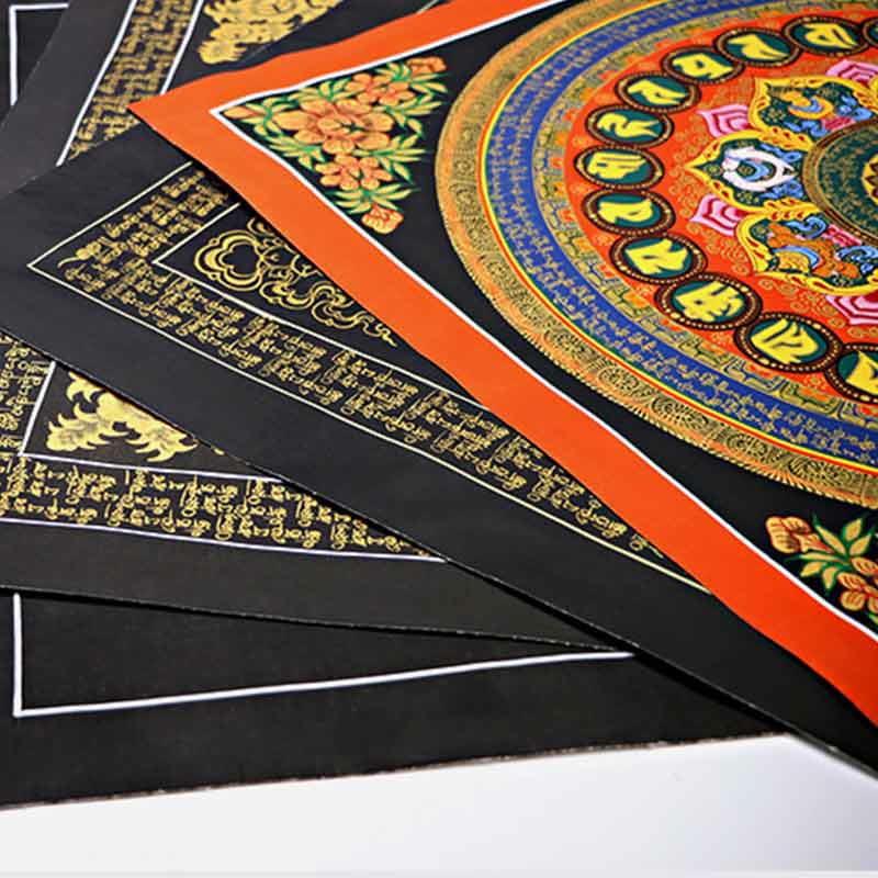 Buddha Stones Tibetan Thangka Painting Om Mani Padme Hum Scripture Handmade Decoration(Random Style)