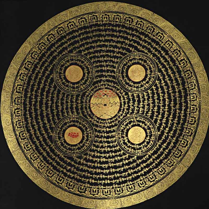 Buddha Stones Tibetan Thangka Painting Om Mani Padme Hum Scripture Handmade Decoration(Random Style)