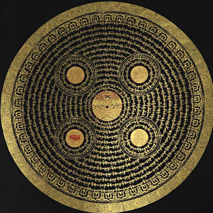 Buddha Stones Tibetan Thangka Painting Om Mani Padme Hum Scripture Handmade Decoration(Random Style)