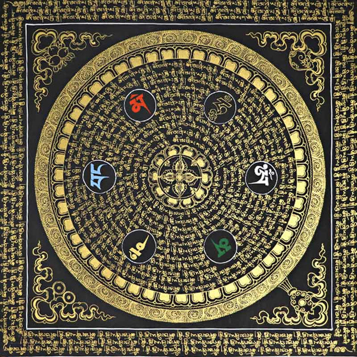 Buddha Stones Tibetan Thangka Painting Om Mani Padme Hum Scripture Handmade Decoration(Random Style)