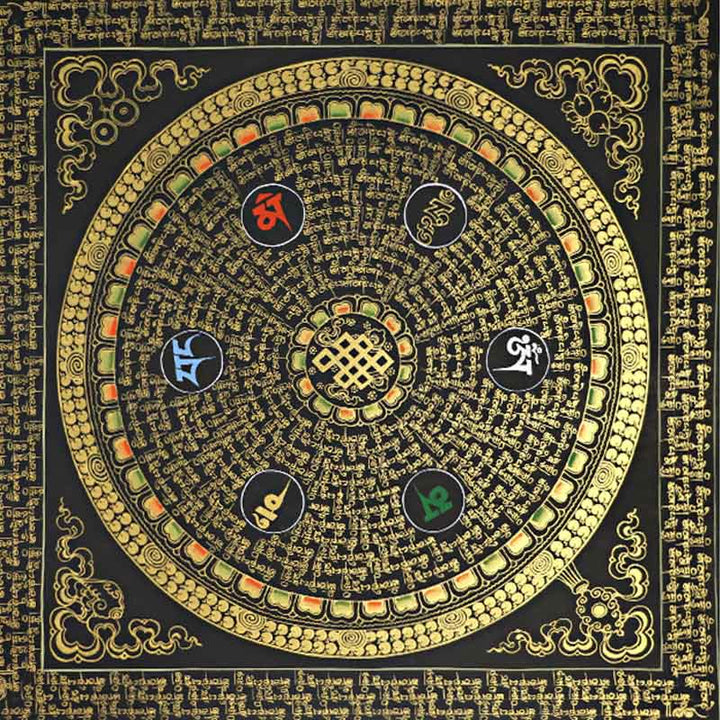 Buddha Stones Tibetan Thangka Painting Om Mani Padme Hum Scripture Handmade Decoration(Random Style)