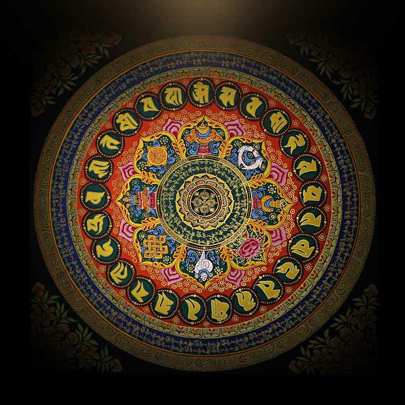 Buddha Stones Tibetan Thangka Painting Om Mani Padme Hum Scripture Handmade Decoration(Random Style)