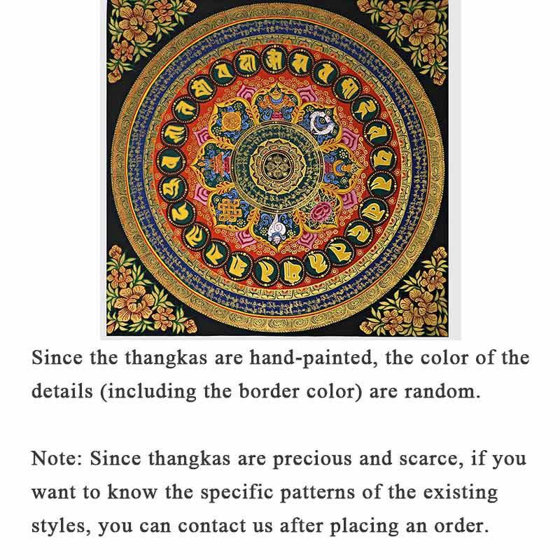 Buddha Stones Tibetan Thangka Painting Om Mani Padme Hum Scripture Handmade Decoration(Random Style)