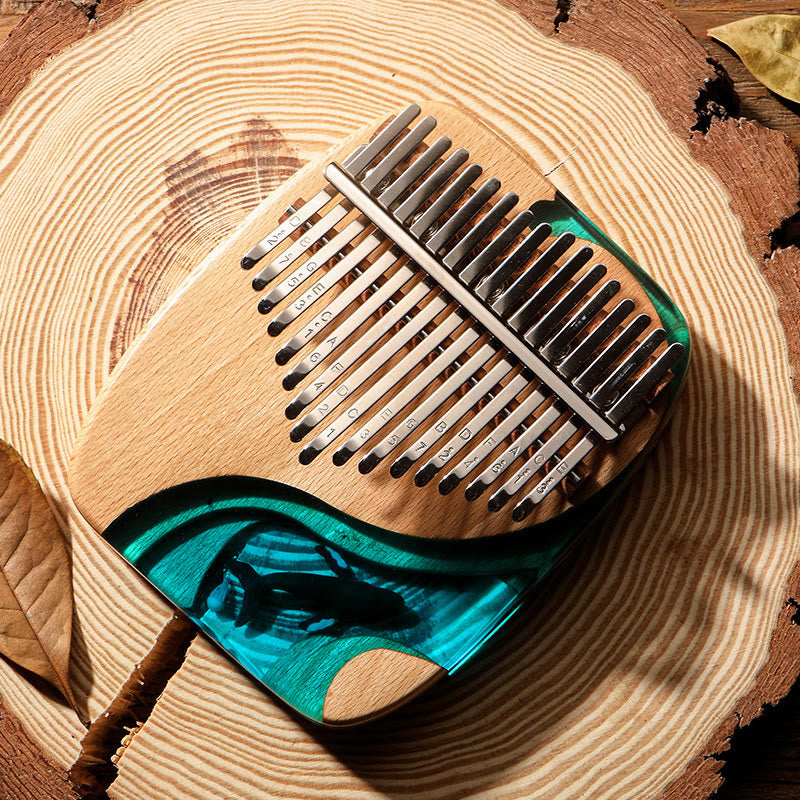 Buddha Stones Kalimba 17/21 Keys Thumb Piano Beech Wood Deep Sea Blue Whale Portable Finger Piano