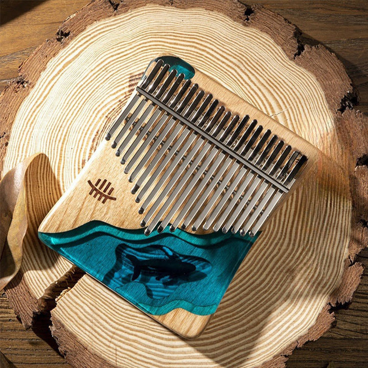 Buddha Stones Kalimba 17/21 Keys Thumb Piano Beech Wood Deep Sea Blue Whale Portable Finger Piano