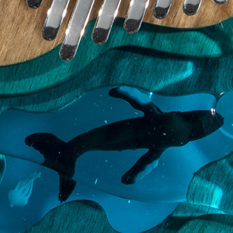 Buddha Stones Kalimba 17/21 Keys Thumb Piano Beech Wood Deep Sea Blue Whale Portable Finger Piano
