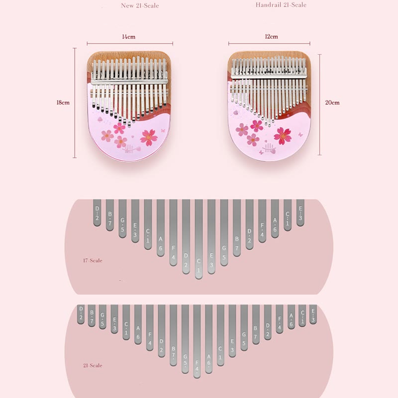 Buddha Stones Kalimba 17/21 Keys Thumb Piano Beech Wood Pink Cherry Portable Finger Piano