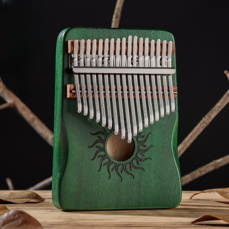 Buddha Stones Kalimba 17/21 Keys Thumb Piano Sun Pattern Maple Wood Beginners Portable Finger Piano