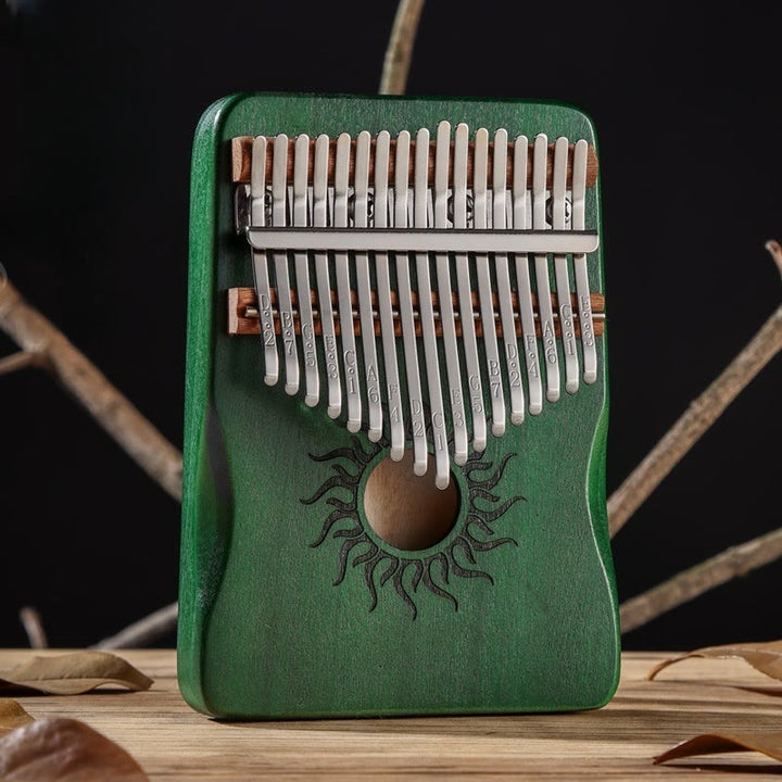 Buddha Stones Kalimba 17/21 Keys Thumb Piano Sun Pattern Maple Wood Beginners Portable Finger Piano