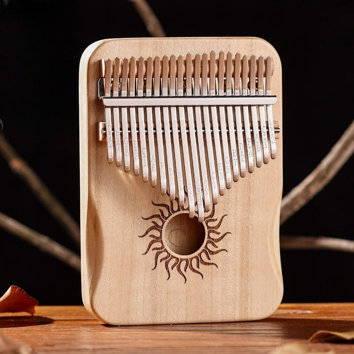 Buddha Stones Kalimba 17/21 Keys Thumb Piano Sun Pattern Maple Wood Beginners Portable Finger Piano
