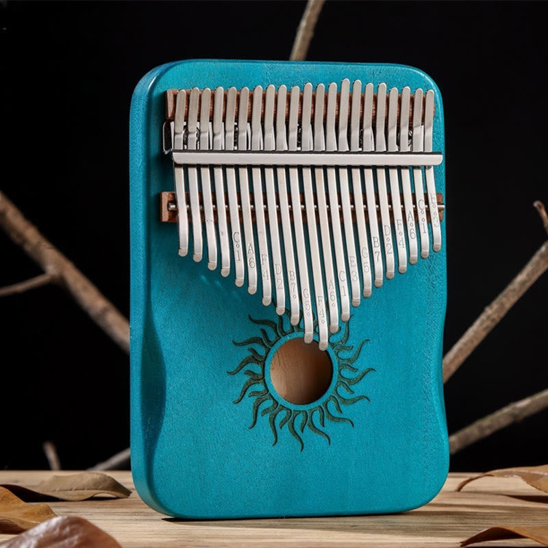 Buddha Stones Kalimba 17/21 Keys Thumb Piano Sun Pattern Maple Wood Beginners Portable Finger Piano