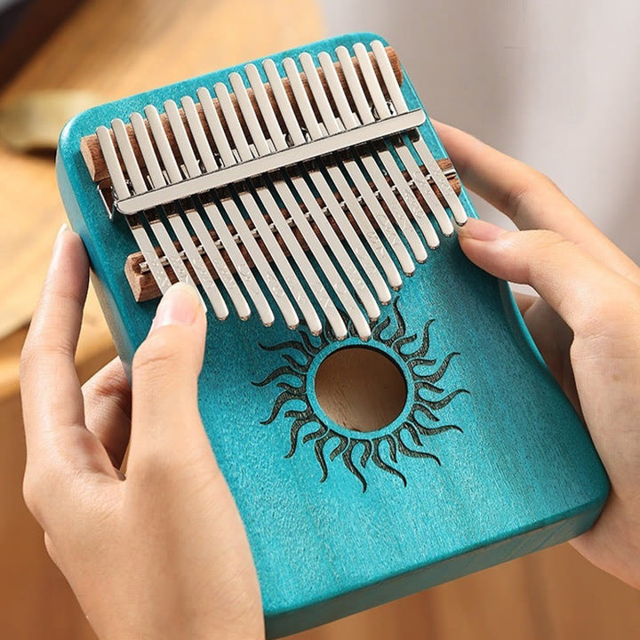 Buddha Stones Kalimba 17/21 Keys Thumb Piano Sun Pattern Maple Wood Beginners Portable Finger Piano