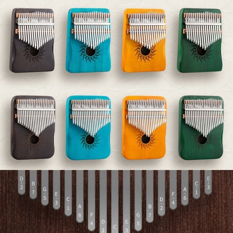 Buddha Stones Kalimba 17/21 Keys Thumb Piano Sun Pattern Maple Wood Beginners Portable Finger Piano