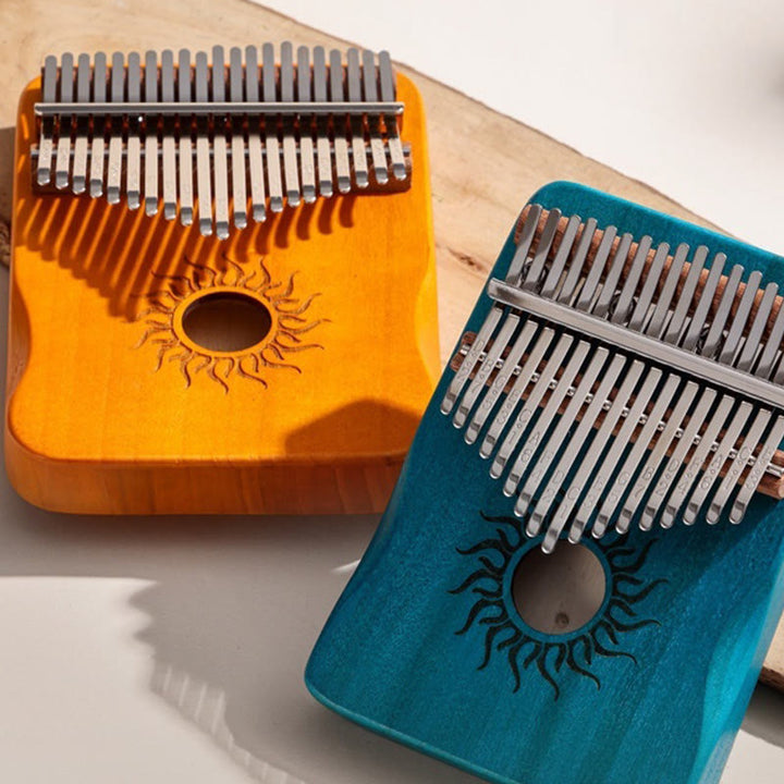 Buddha Stones Kalimba 17/21 Keys Thumb Piano Sun Pattern Maple Wood Beginners Portable Finger Piano