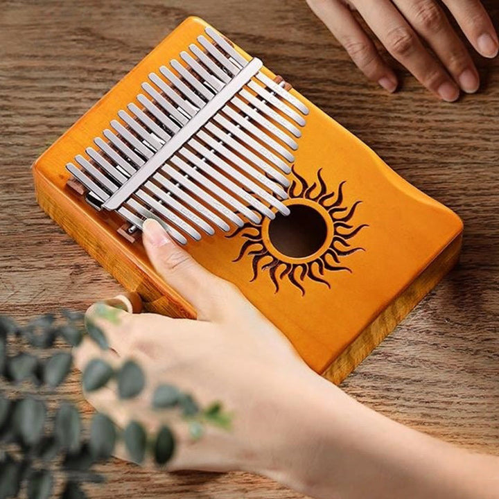 Buddha Stones Kalimba 17/21 Keys Thumb Piano Sun Pattern Maple Wood Beginners Portable Finger Piano