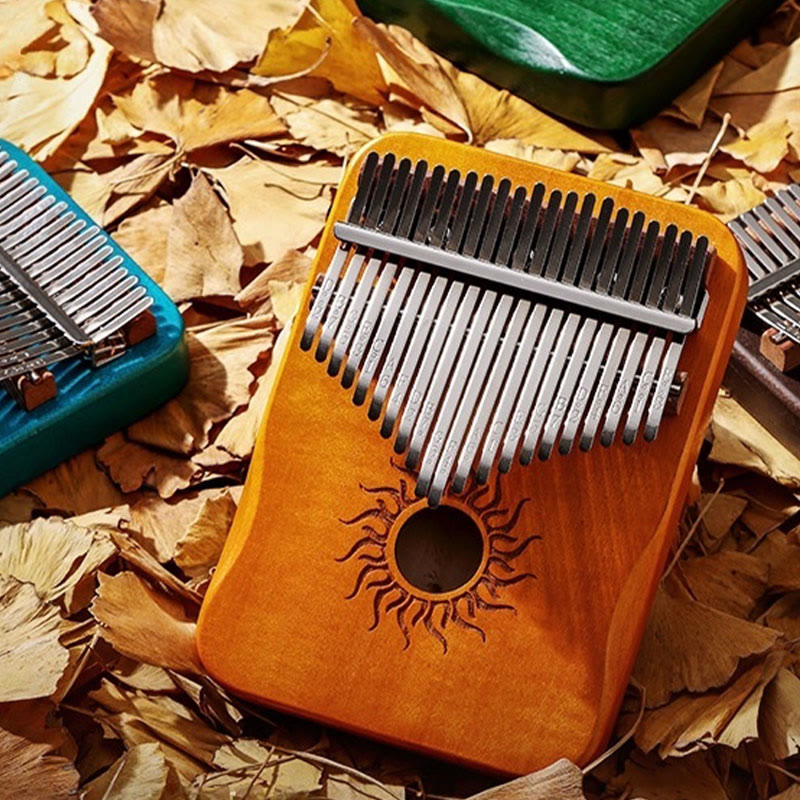 Buddha Stones Kalimba 17/21 Keys Thumb Piano Sun Pattern Maple Wood Beginners Portable Finger Piano