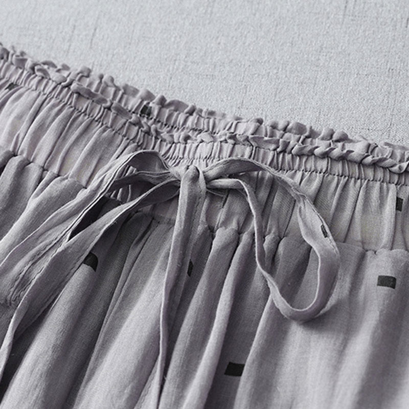 Buddha Stones Summer Casual Polka Dot Pattern Design Cotton Linen Women's Wide Leg Pants With Pockets - image 2